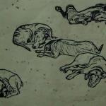 Let Sleeping Dogs Lie
Linocut on Bark Paper