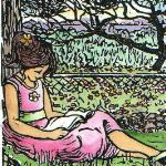 "Sophie"
Hand Coloured Linocut
Image size is approximately 4.3" h x 3.5" w [11 cm x 9 cm].
Sheet size is approximately 7.1" h x 5.
 $45