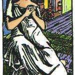 "the Prayer"
Hand coloured linocut