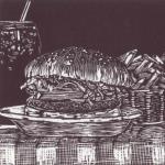 Mighty Taurus Burger, 3" x 3", Edition of 25, Unframed $45
